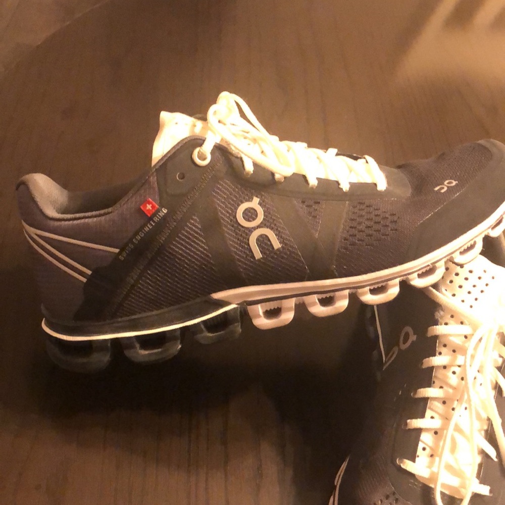 On cloud sneakers 8.5, literally wore a few times, soles are still like new.